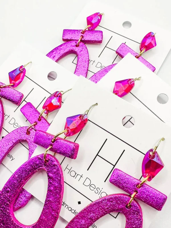 Allie Lynn's Boutique Hart Designs Jewelry<Stand Out Metallic Earrings "Purple/Pink"