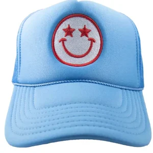 Allie Lynn's Boutique Trucker Hats<Star Eyed Happy Face Trucker Hat "Colbalt Blue"