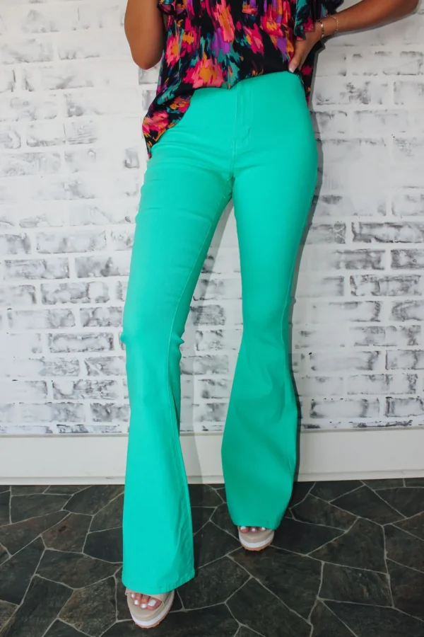 Allie Lynn's Boutique Pants<Stretch Bell Bottoms "Mint"