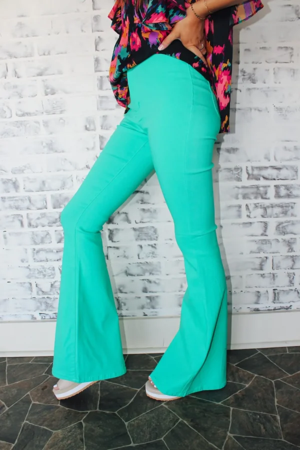 Allie Lynn's Boutique Pants<Stretch Bell Bottoms "Mint"