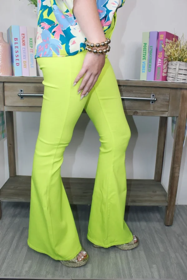 Allie Lynn's Boutique Pants<Stretch Bell Bottoms "Neon Yellow"