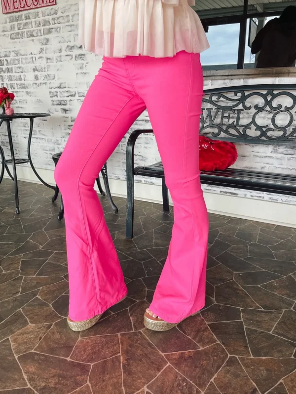 Allie Lynn's Boutique Pants<Stretch Bell Bottoms "Pink"