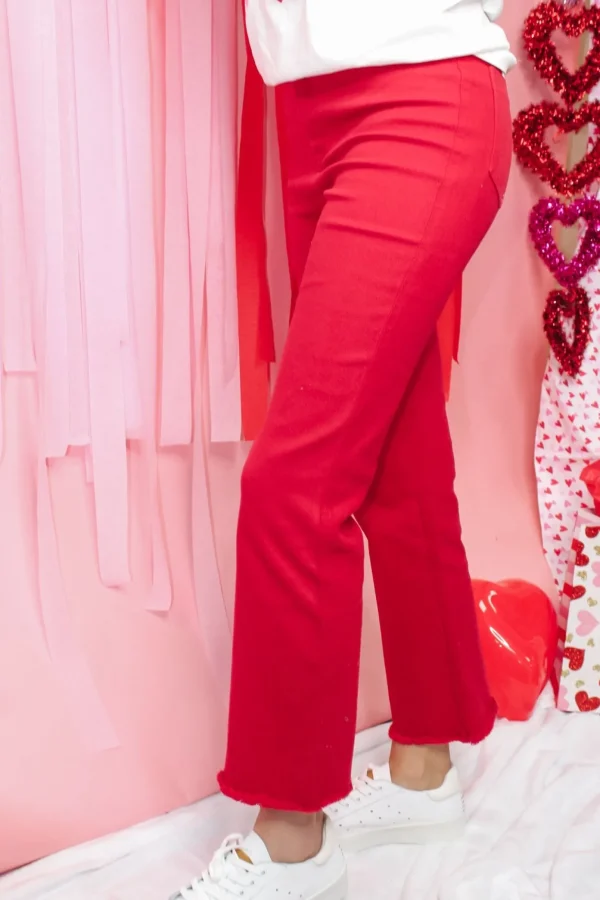 Allie Lynn's Boutique Pants<Stretchy Wide Leg Pants "Red"