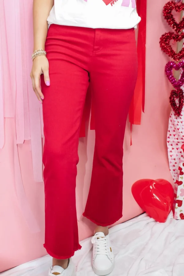 Allie Lynn's Boutique Pants<Stretchy Wide Leg Pants "Red"