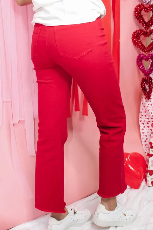 Allie Lynn's Boutique Pants<Stretchy Wide Leg Pants "Red"