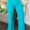 Allie Lynn's Boutique Pants<Stretchy Wide Leg Pants "Teal Green"