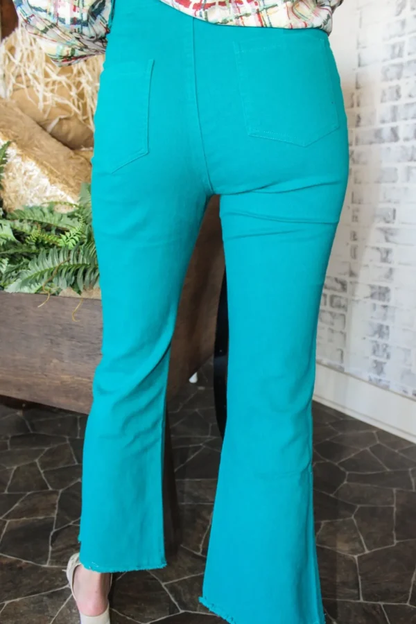 Allie Lynn's Boutique Pants<Stretchy Wide Leg Pants "Teal Green"