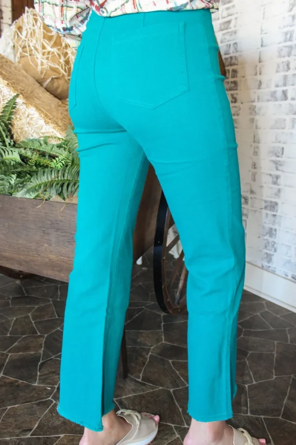 Allie Lynn's Boutique Pants<Stretchy Wide Leg Pants "Teal Green"