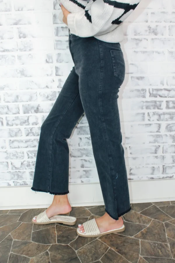 Allie Lynn's Boutique Pants<Stretchy Wide Leg Pants "Washed Black"