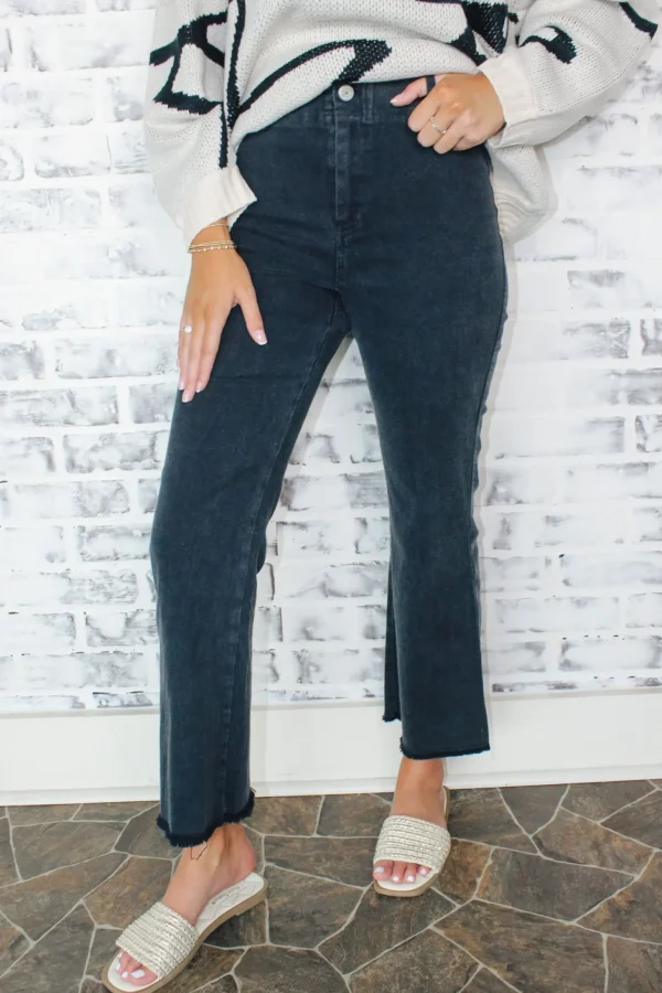 Allie Lynn's Boutique Pants<Stretchy Wide Leg Pants "Washed Black"