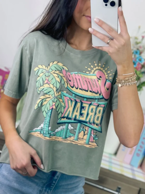 Allie Lynn's Boutique Graphic Tees<Summer Break Cropped Graphic Tee