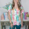 Allie Lynn's Boutique Printed Tops<Surfing Seafoam Top