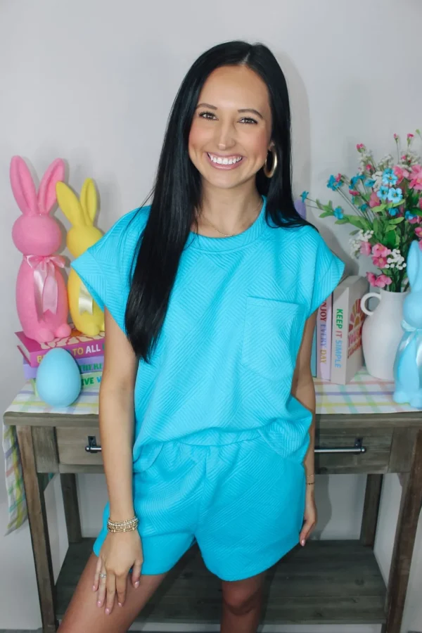 Allie Lynn's Boutique Rompers/Sets<Textured Aqua Set