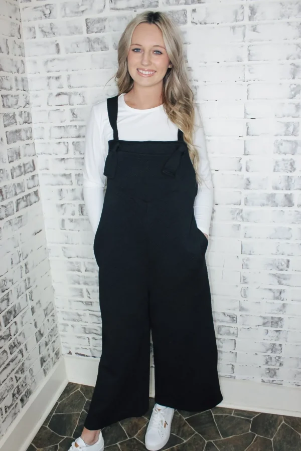 Allie Lynn's Boutique Rompers/Sets<Textured Overalls "Black"