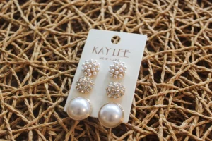 Allie Lynn's Boutique Jewelry<Three In One Earrings "Gold Pearl"