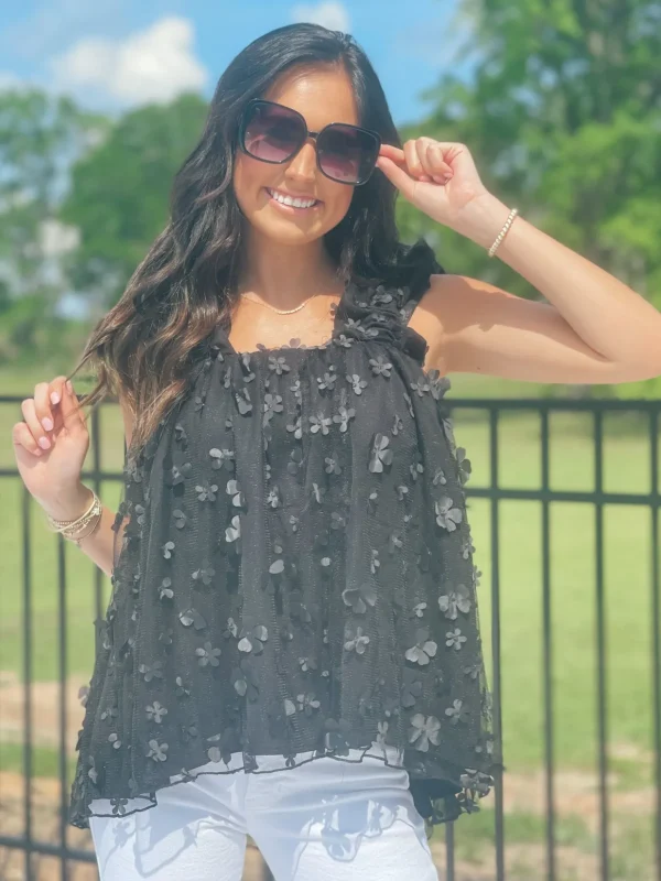 Allie Lynn's Boutique Printed Tops<Tulu Tank "Black"