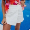 Allie Lynn's Boutique Spring Break Edit<Twill Denim Skort "White"