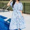 Allie Lynn's Boutique Printed Dresses<Two Tone Paisley Collared Dress