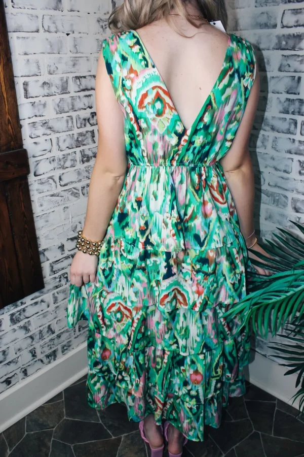 Allie Lynn's Boutique Printed Dresses<Volcano Green Maxi Dress