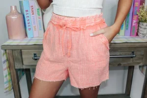 Allie Lynn's Boutique Spring Break Edit<Washed Gauze Comfy Shorts "Coral"