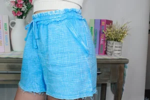 Allie Lynn's Boutique Spring Break Edit<Washed Gauze Comfy Shorts "Deep Sky"