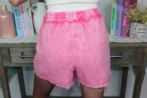 Allie Lynn's Boutique Shorts/Skirts<Washed Gauze Comfy Shorts "Fuchsia"