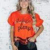 Allie Lynn's Boutique Printed Tops<Witches Please Sequins Top